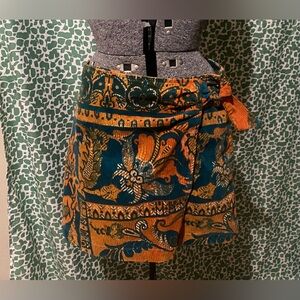 Urban Outfitters Paisley Corduroy Wrap Skirt with Adjustable Strap- Size M